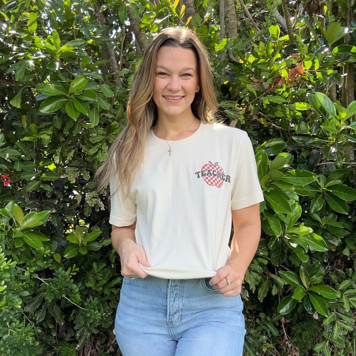 Checkered Apple Teacher Tee Front