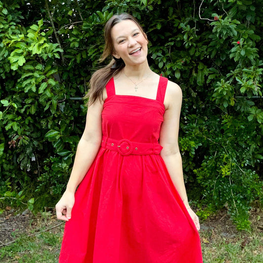 Classic Red Midi Dress full view