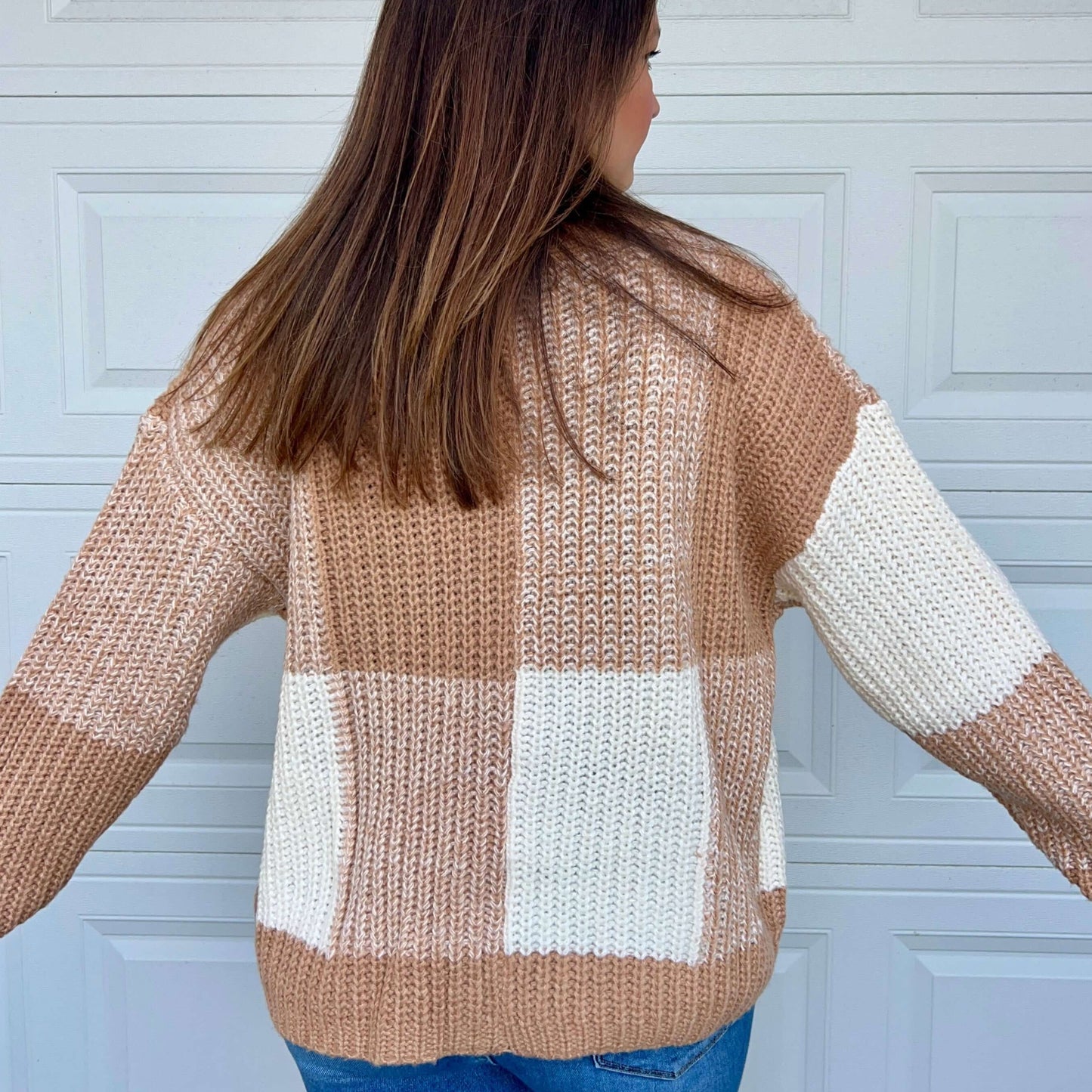 Cozy Checkered Cardigan back