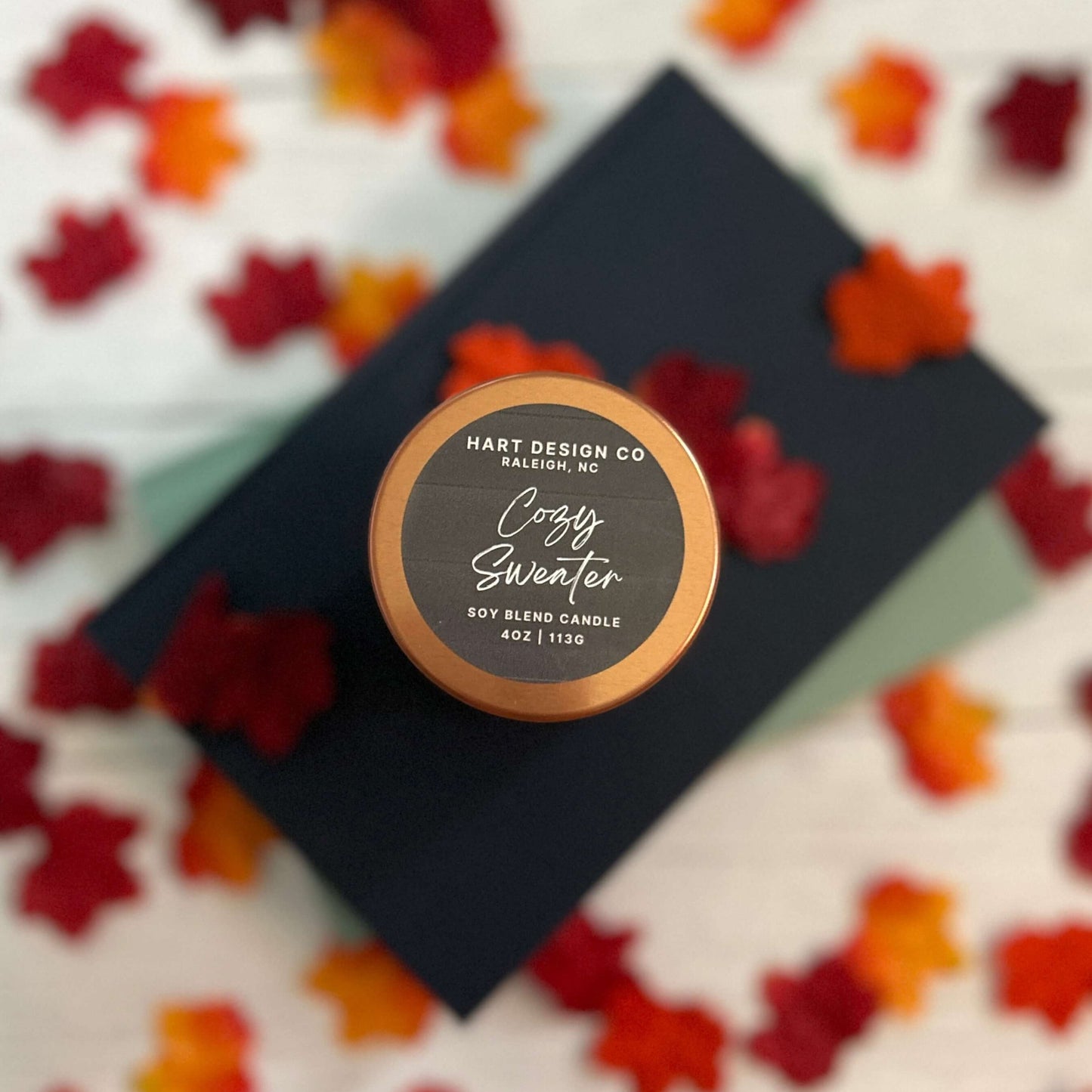 Cozy Sweater Candle flat lay