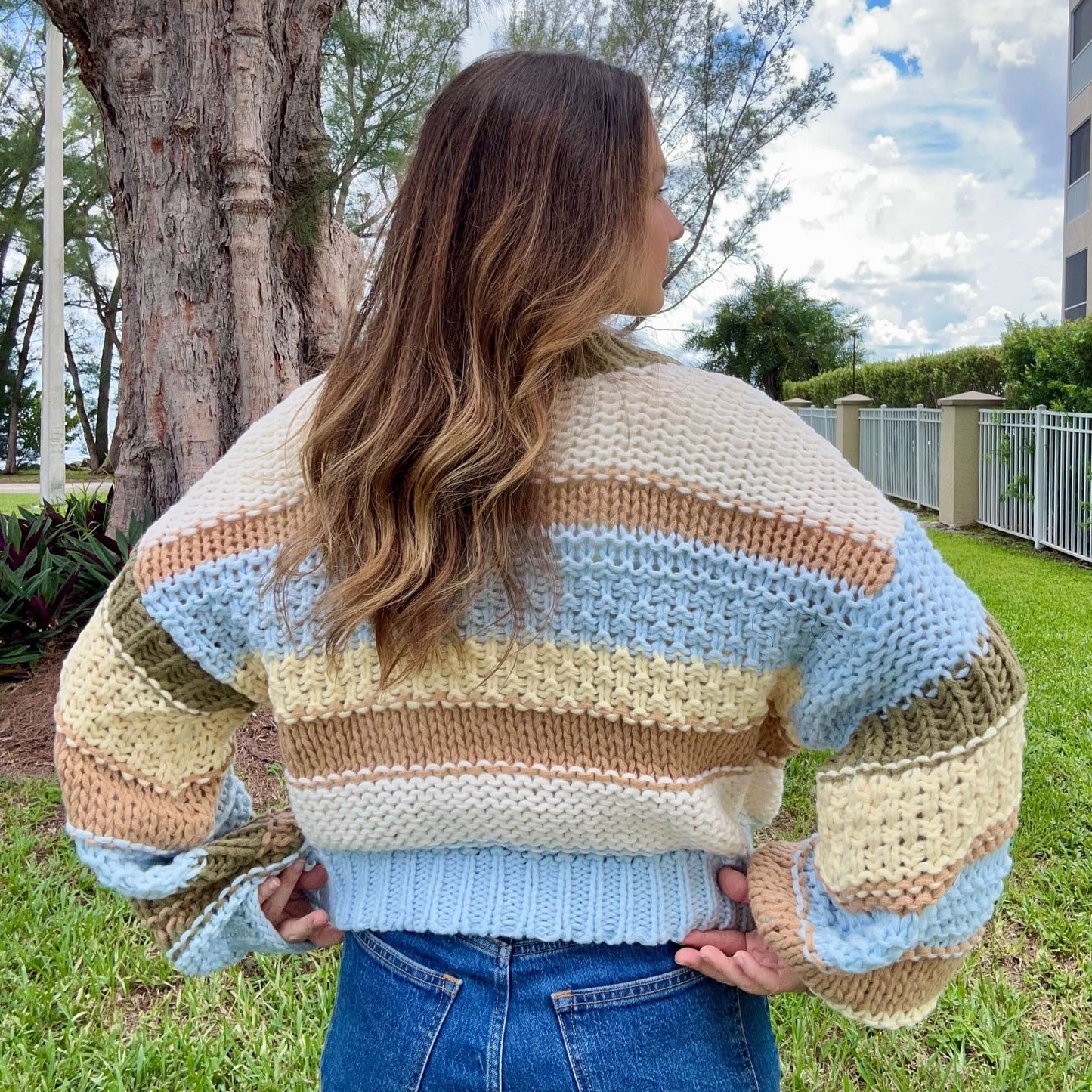 Cozy knit cardigan back