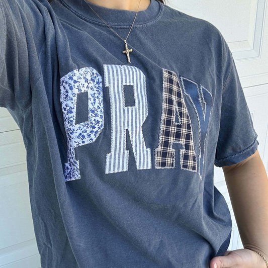 Embroidered Pray Graphic Tee