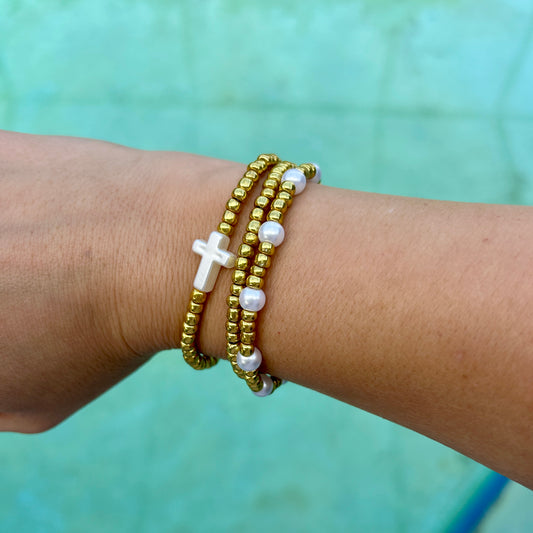 Gold Beaded Bracelet Stack