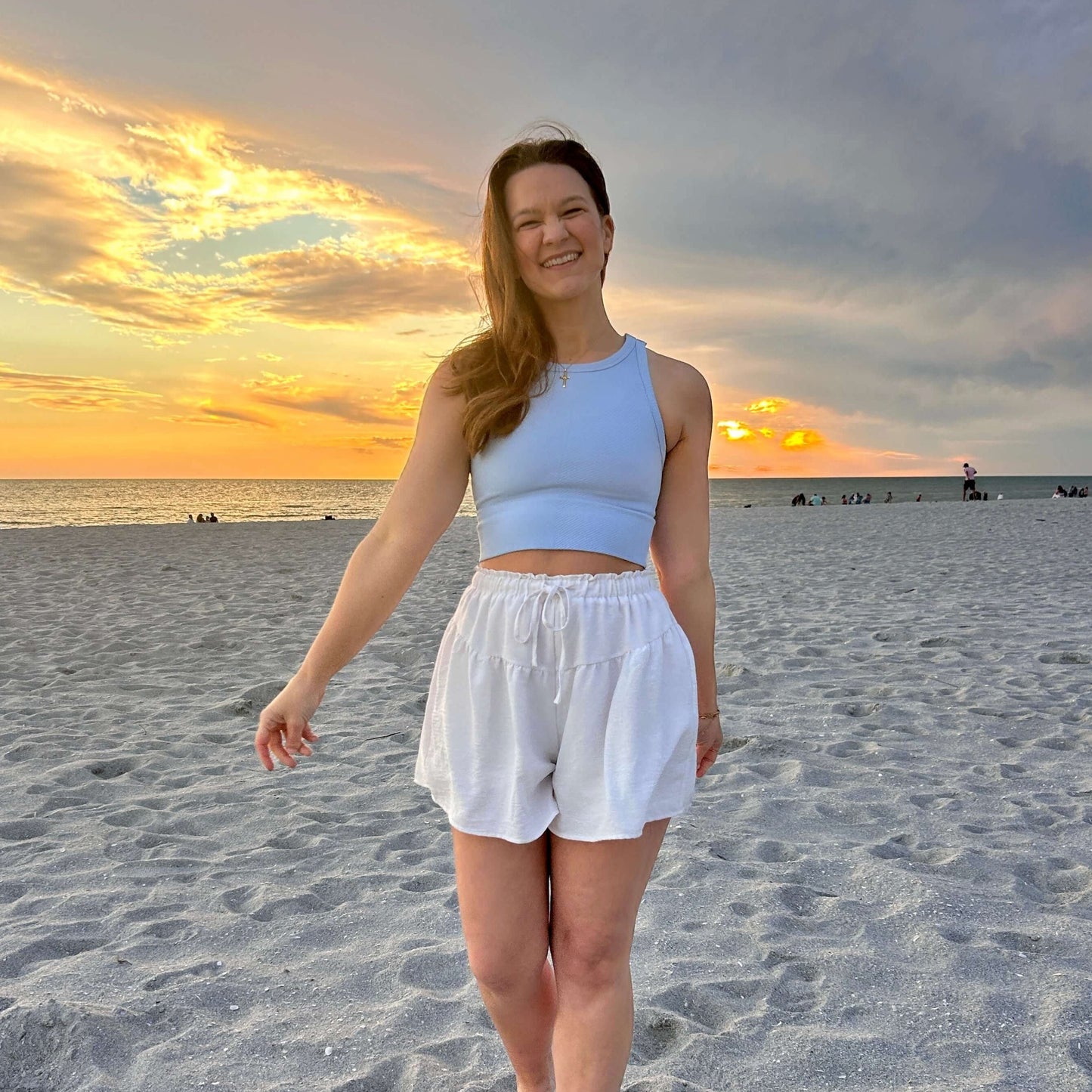 High Neck Crop Top - Light Blue