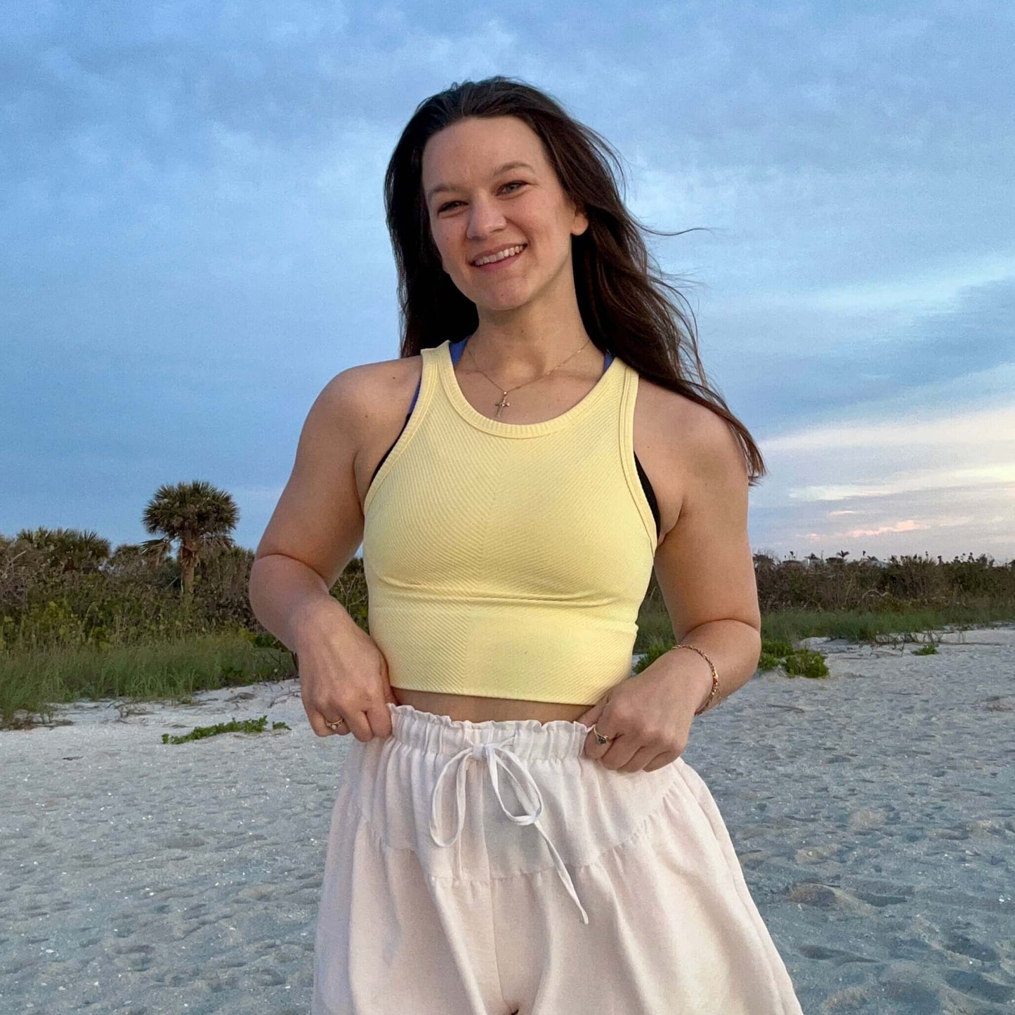 High Neck Crop Top Details - Pale Yellow