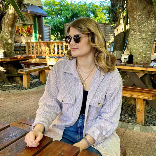 Lavender Shacket close up