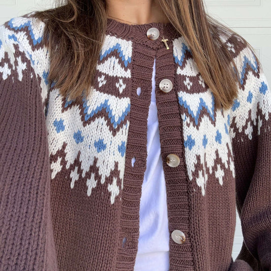 Nordic Print Cardigan Button Up