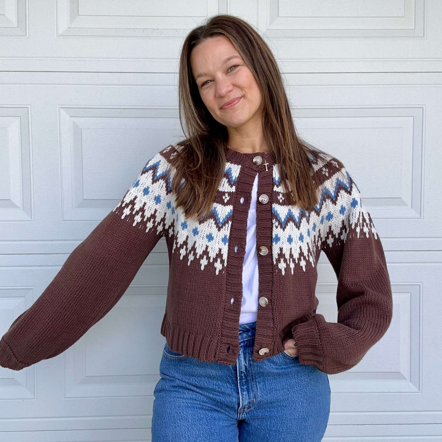 Nordic Print Cardigan Front