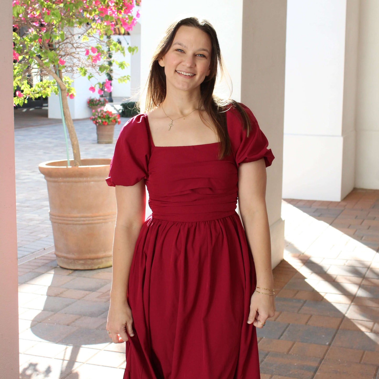 Perfect Red Midi Dress close up