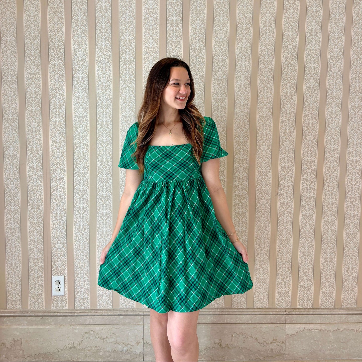 Plaid Christmas Mini Dress Detail