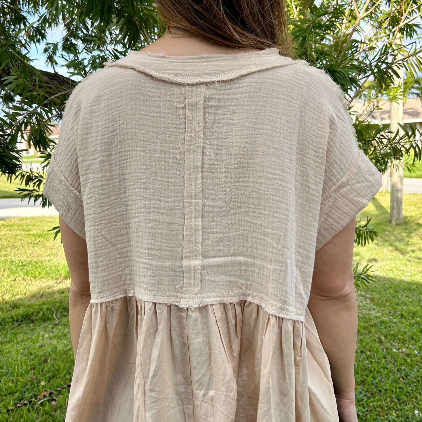 Raw Edge Flowy Blouse Back