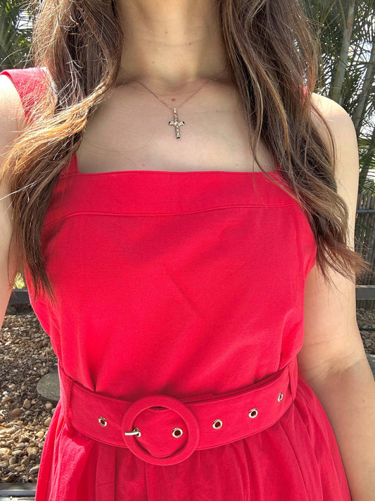 Red midi dress 1