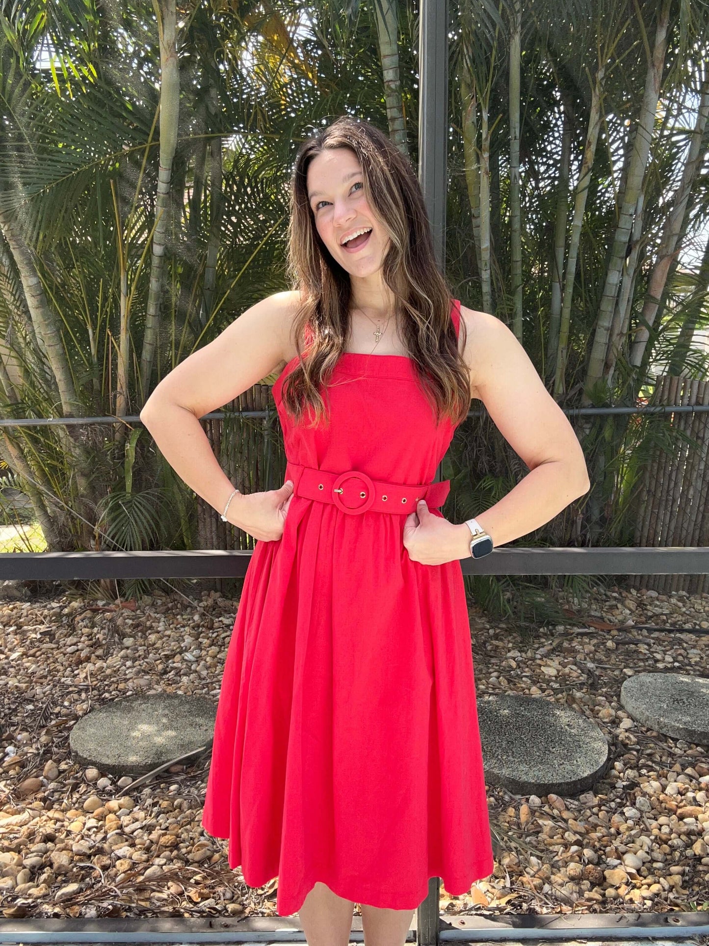 Red midi dress 3