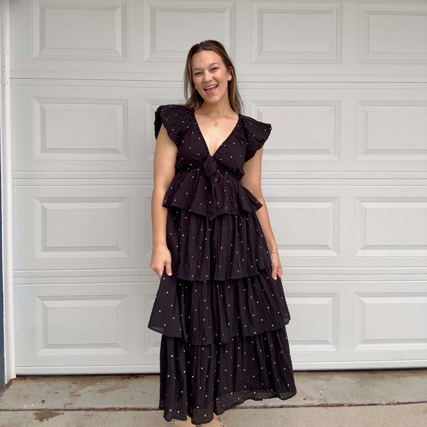 Ruffled Polka Dot Midi