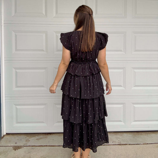 Ruffled Polka Dot Midi Dress Back