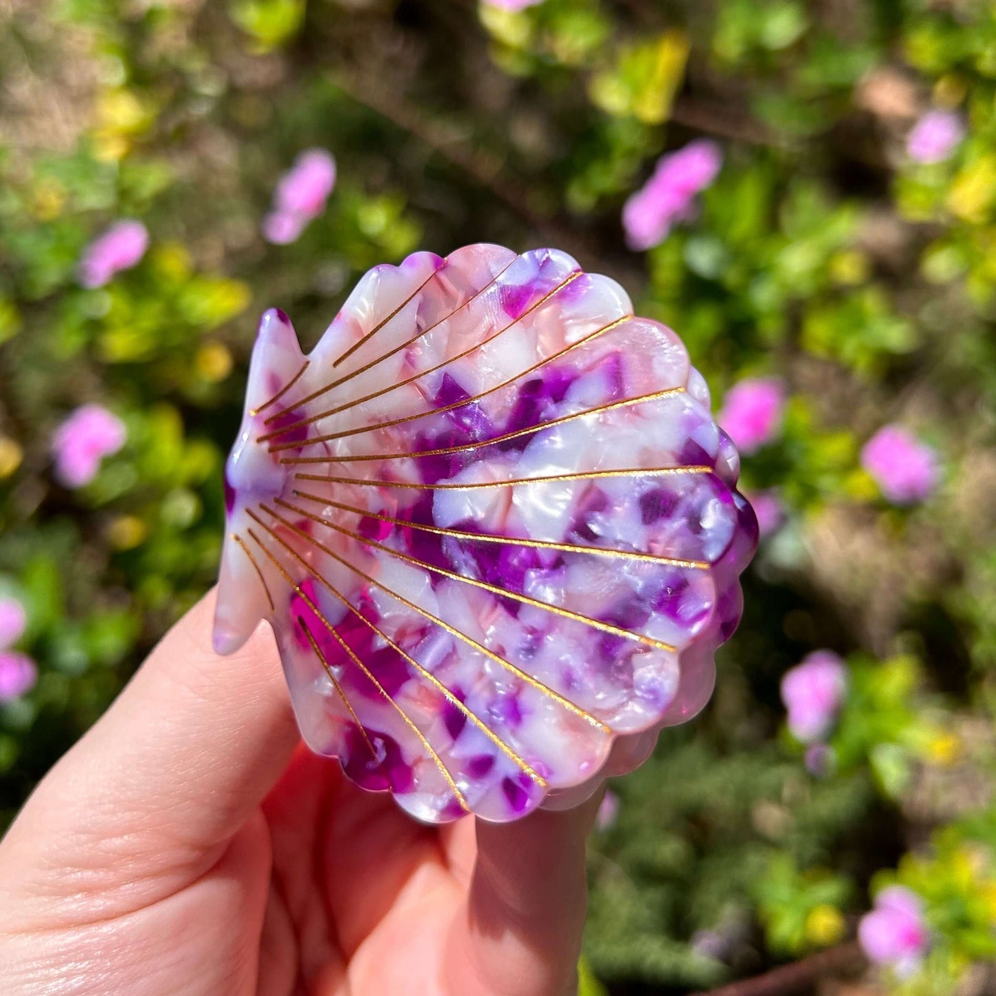 Seashell Claw Clip Purple Marbled