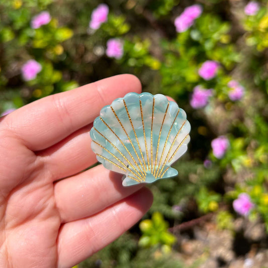 Seashell Claw Clip Sky Blue