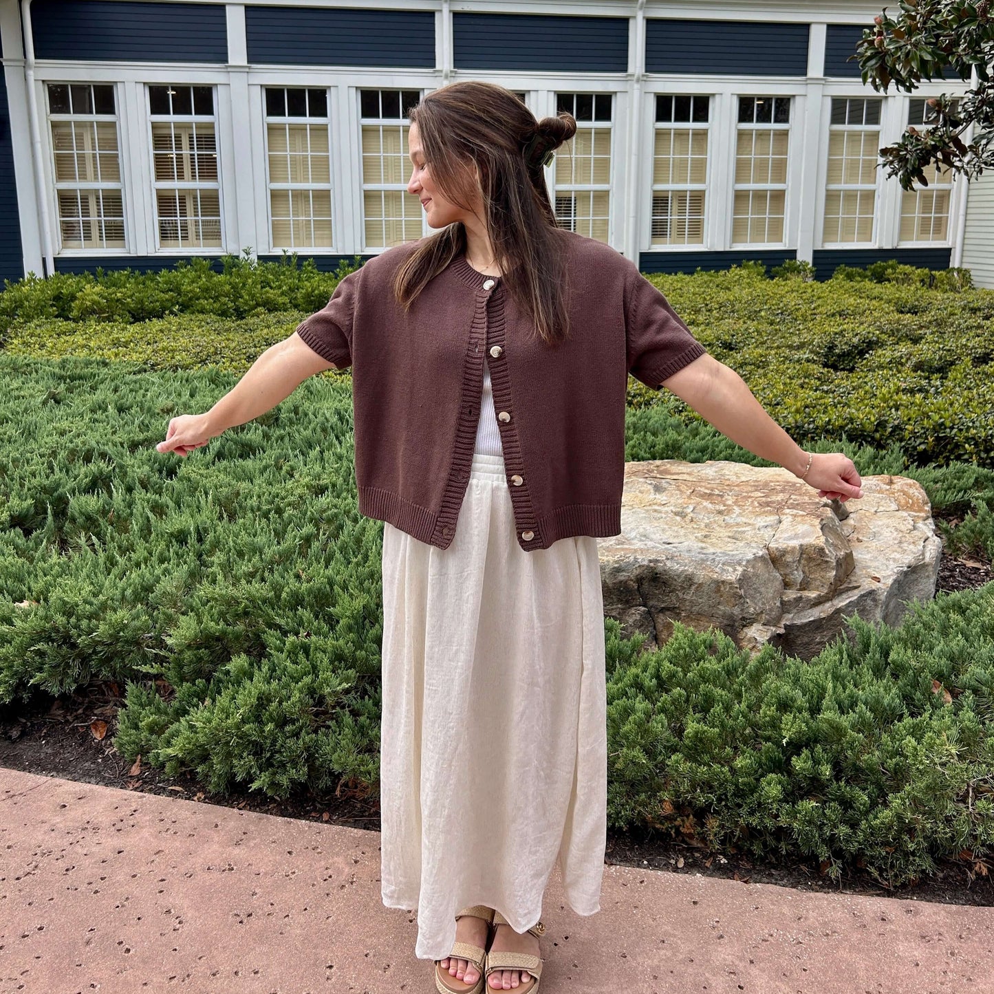 Short Sleeve Button Up Cardigan