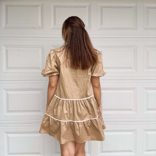 Tiered Khaki Mini Dress Back