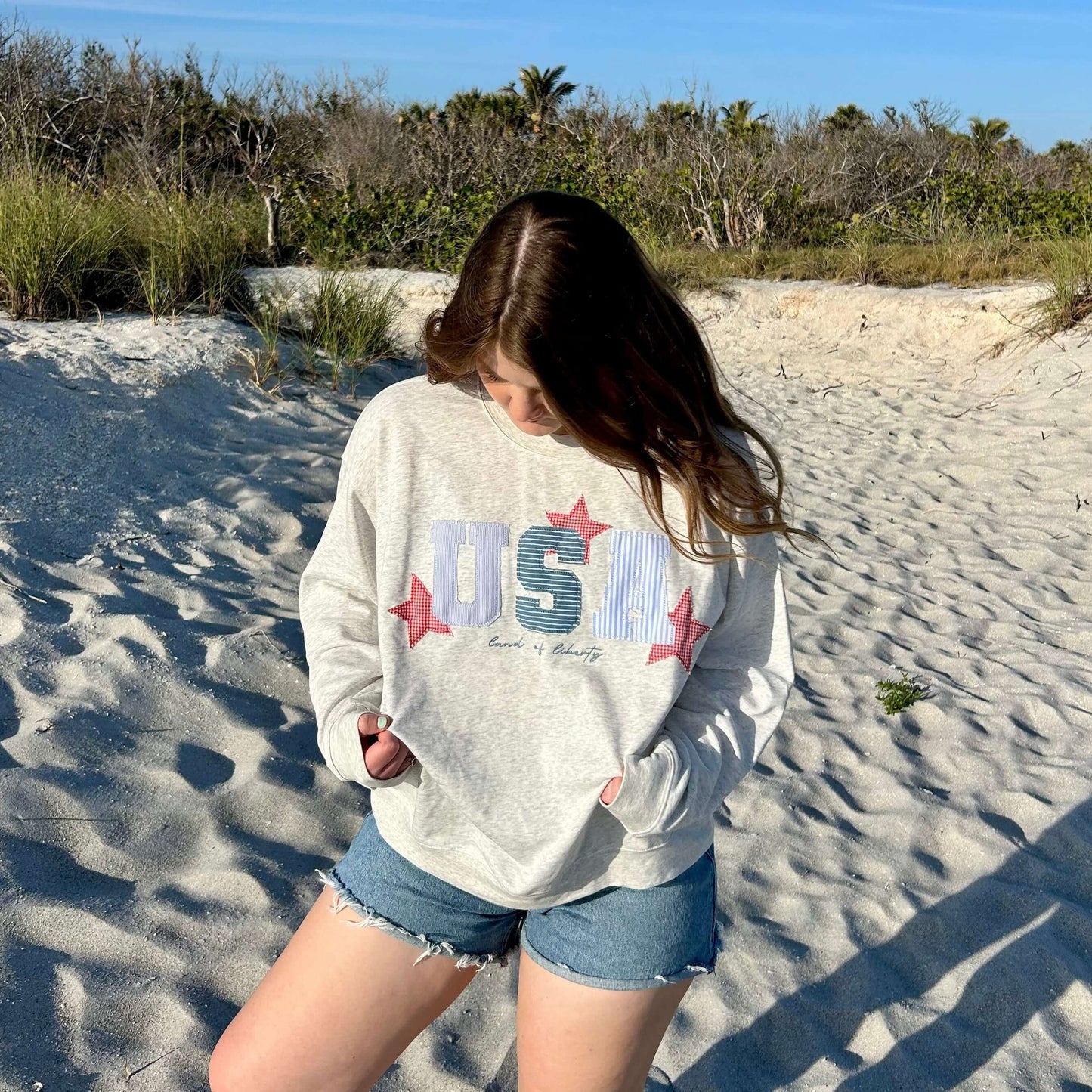 USA Patchwork Crewneck Sweater