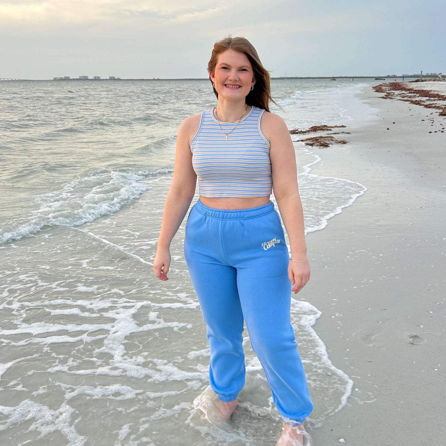 Women's luxury loungewear sweatpants in sky blue