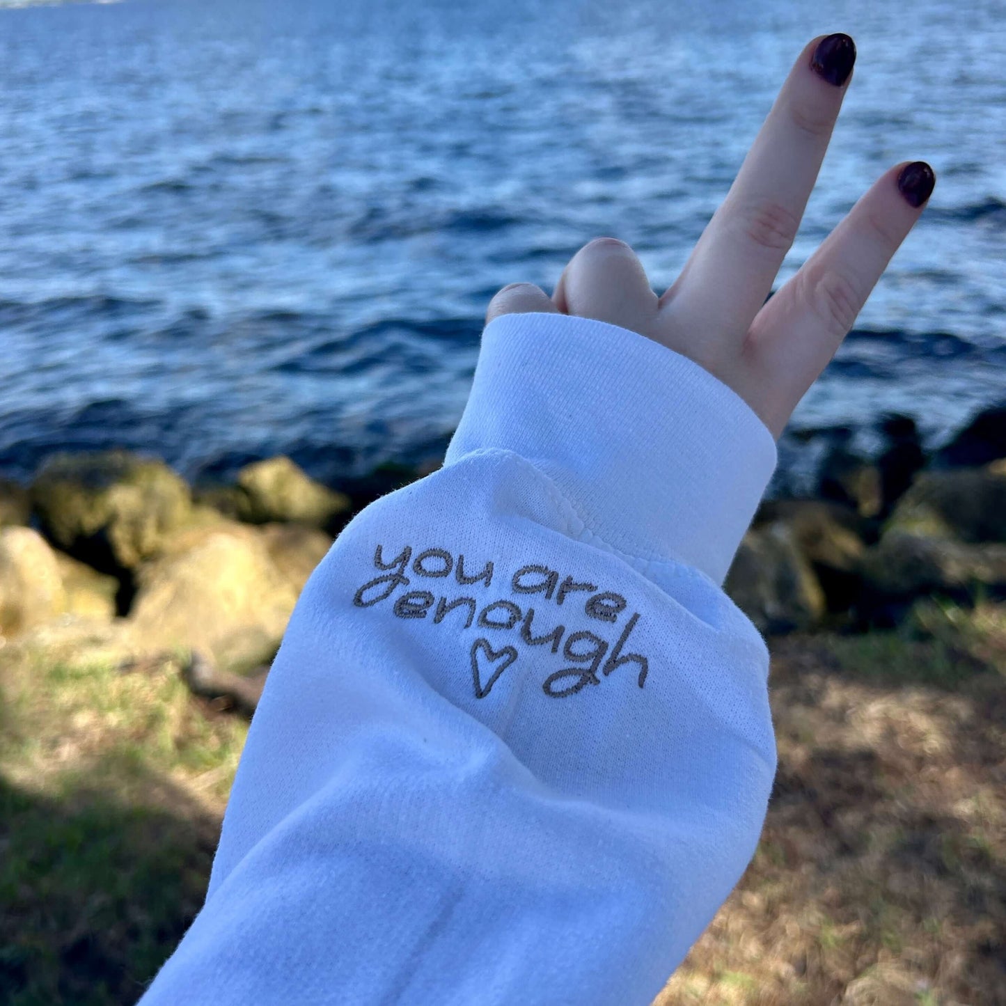 You are Enough Embroidered Lettering