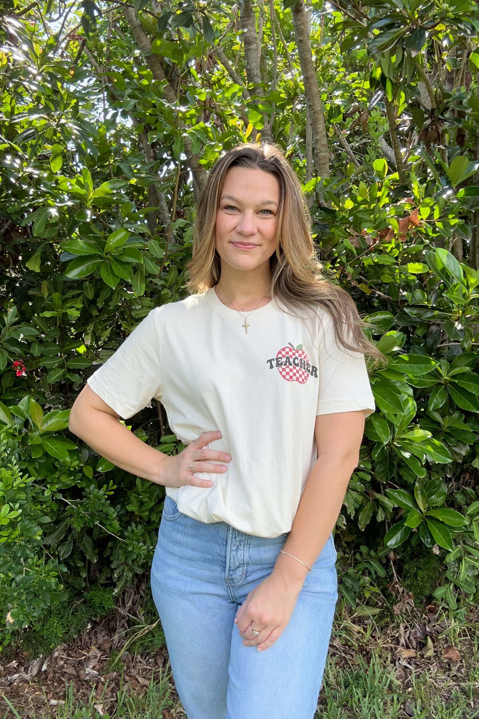 Checkered Apple Teacher Tee