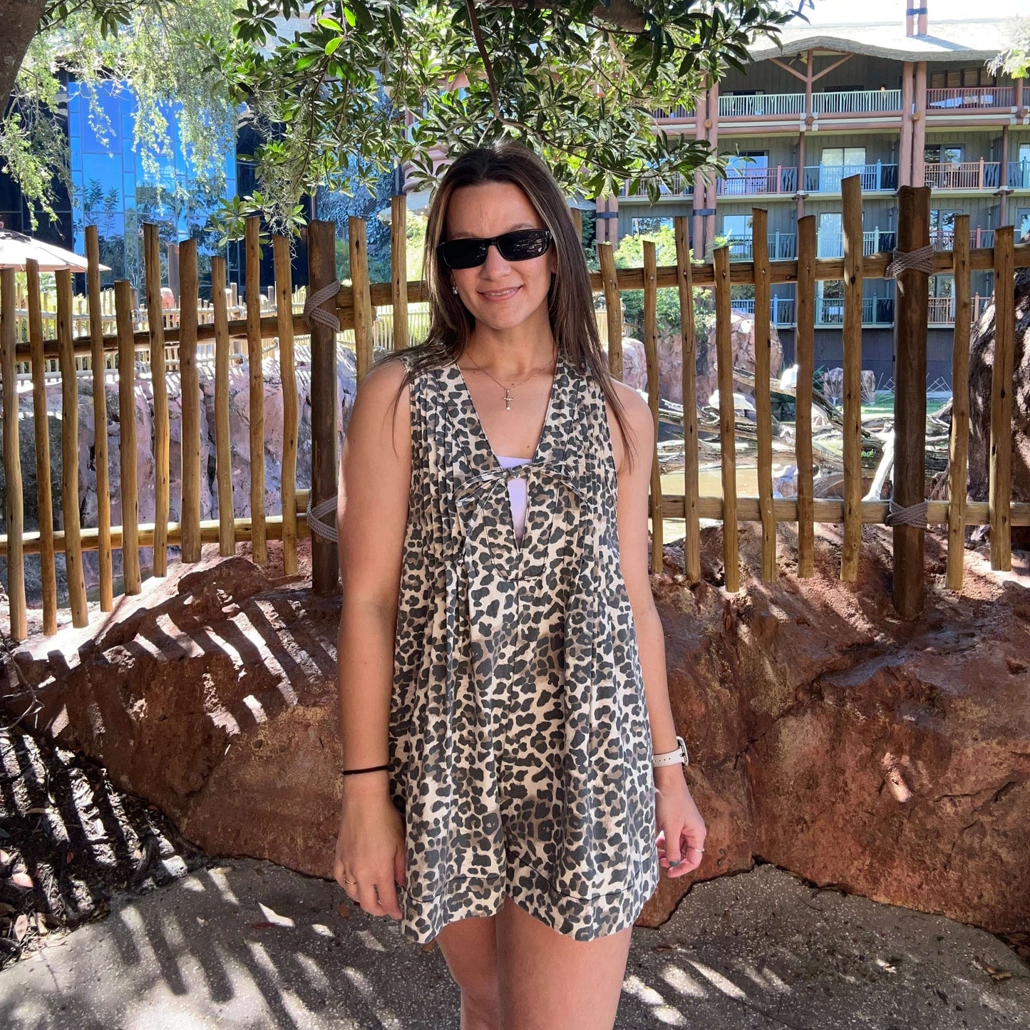 Cheetah Print Romper Front