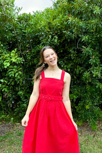 Classic Red Midi Dress full view