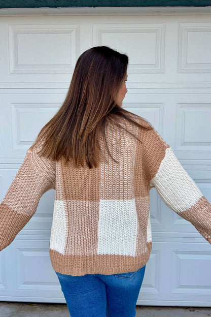 Cozy Checkered Cardigan back