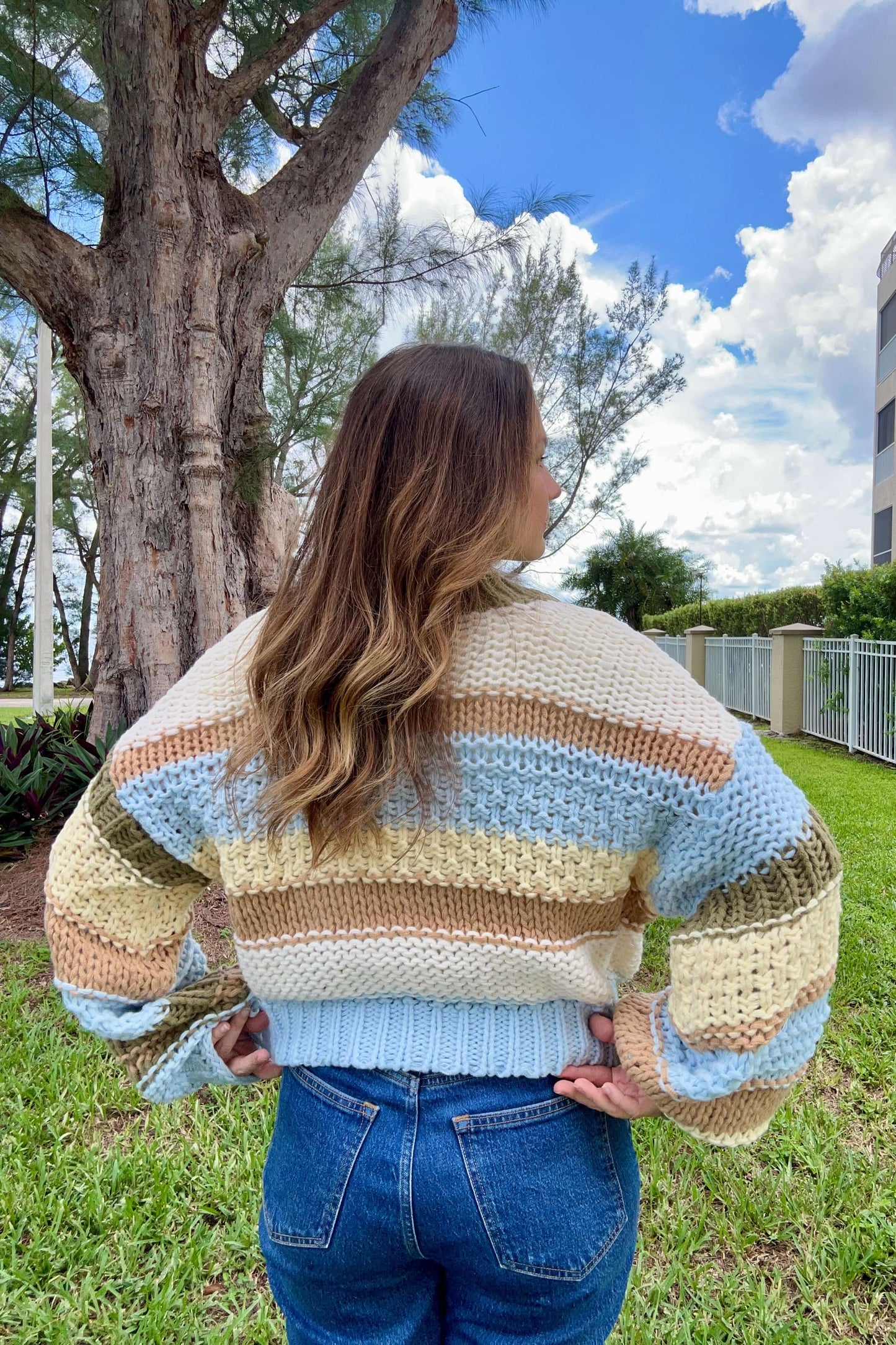 Cozy knit cardigan back