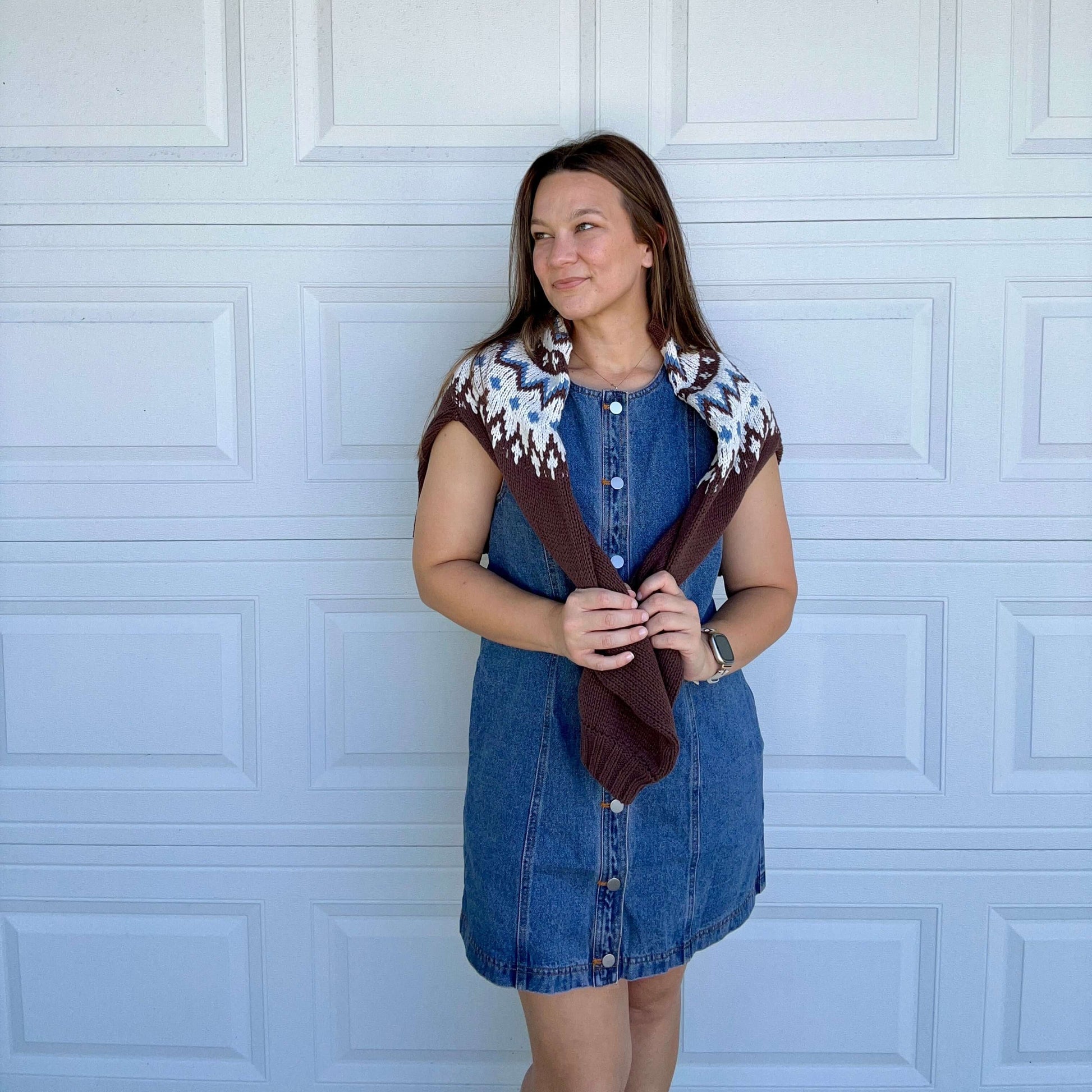 Denim Dress with Sweater