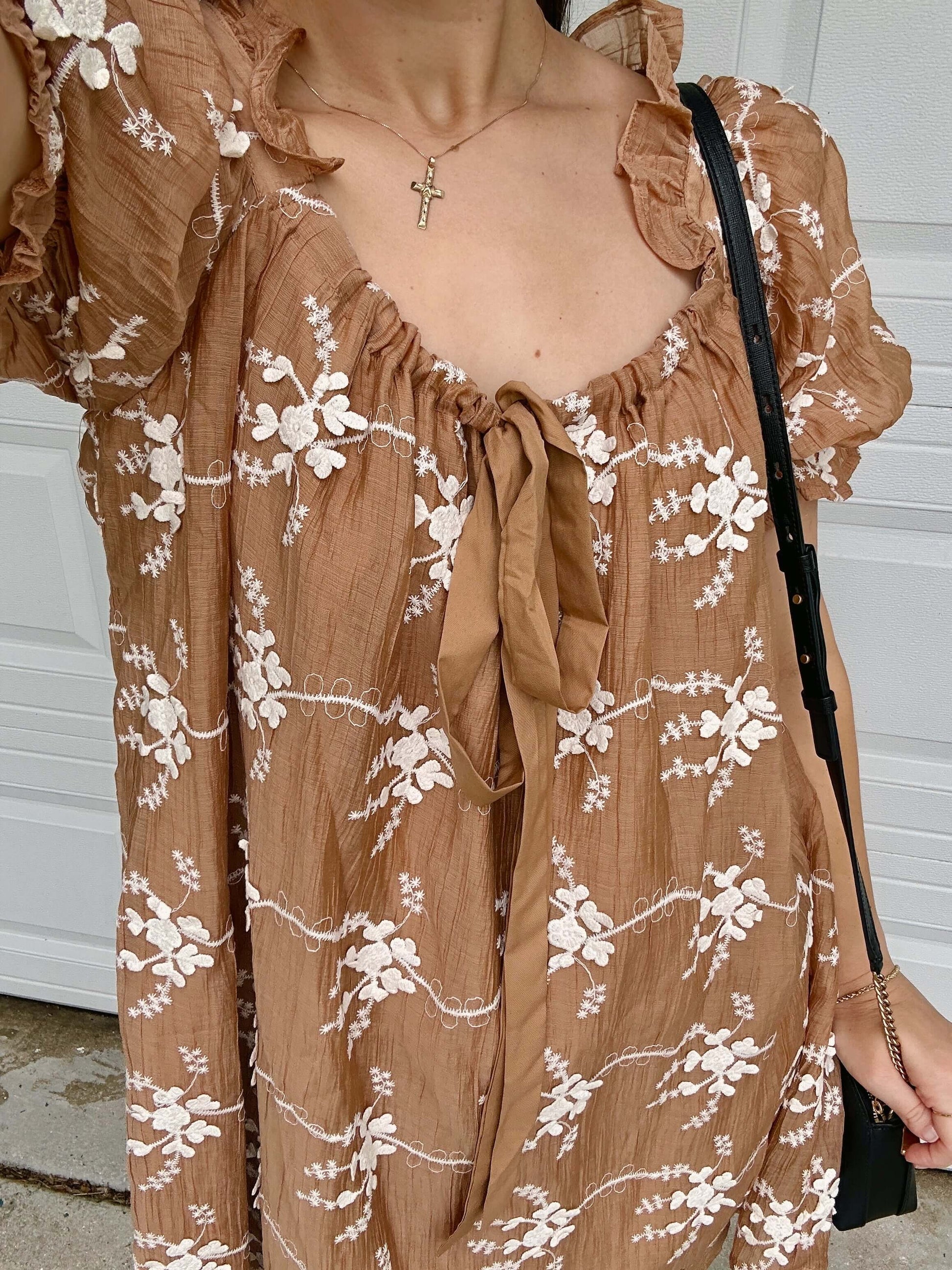 Embroidered Floral Dress Outfit