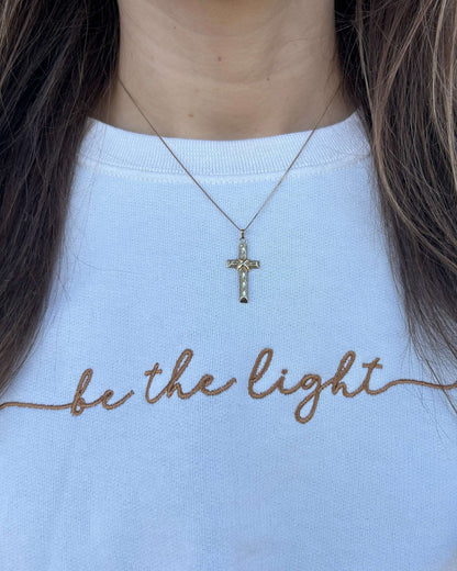 Embroidered Lettering on Be the Light Sweatshirt