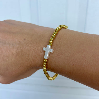 Gold Cross beaded bracelet