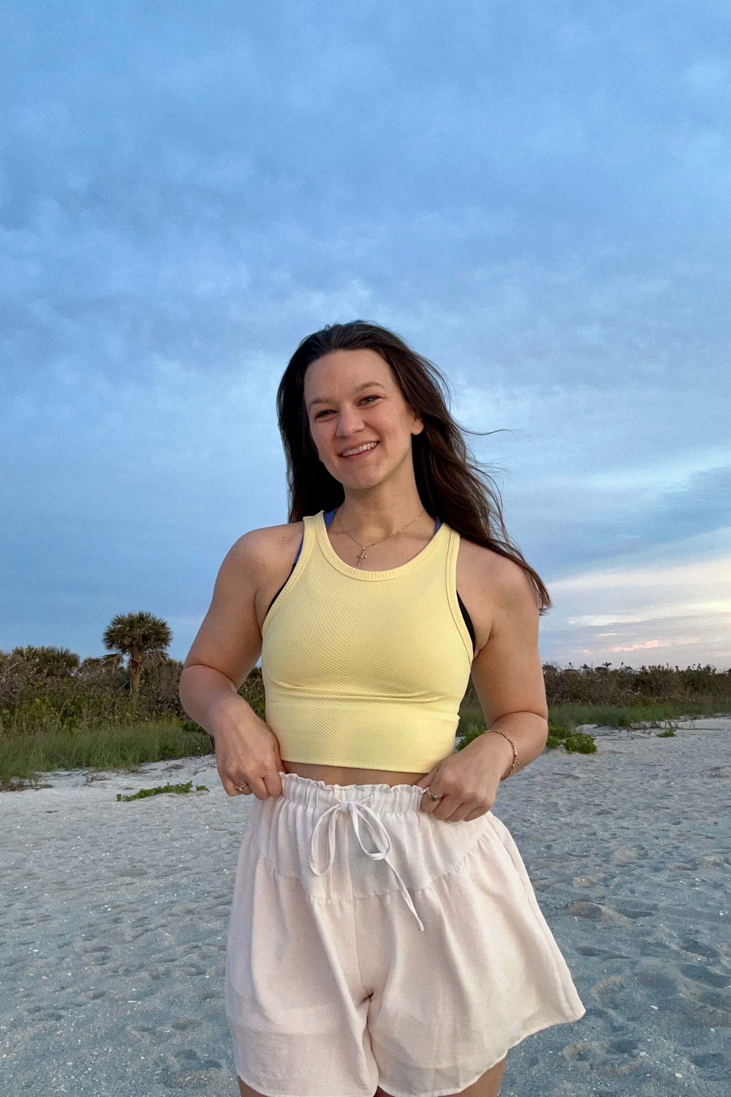 High Neck Crop Top Details - Pale Yellow