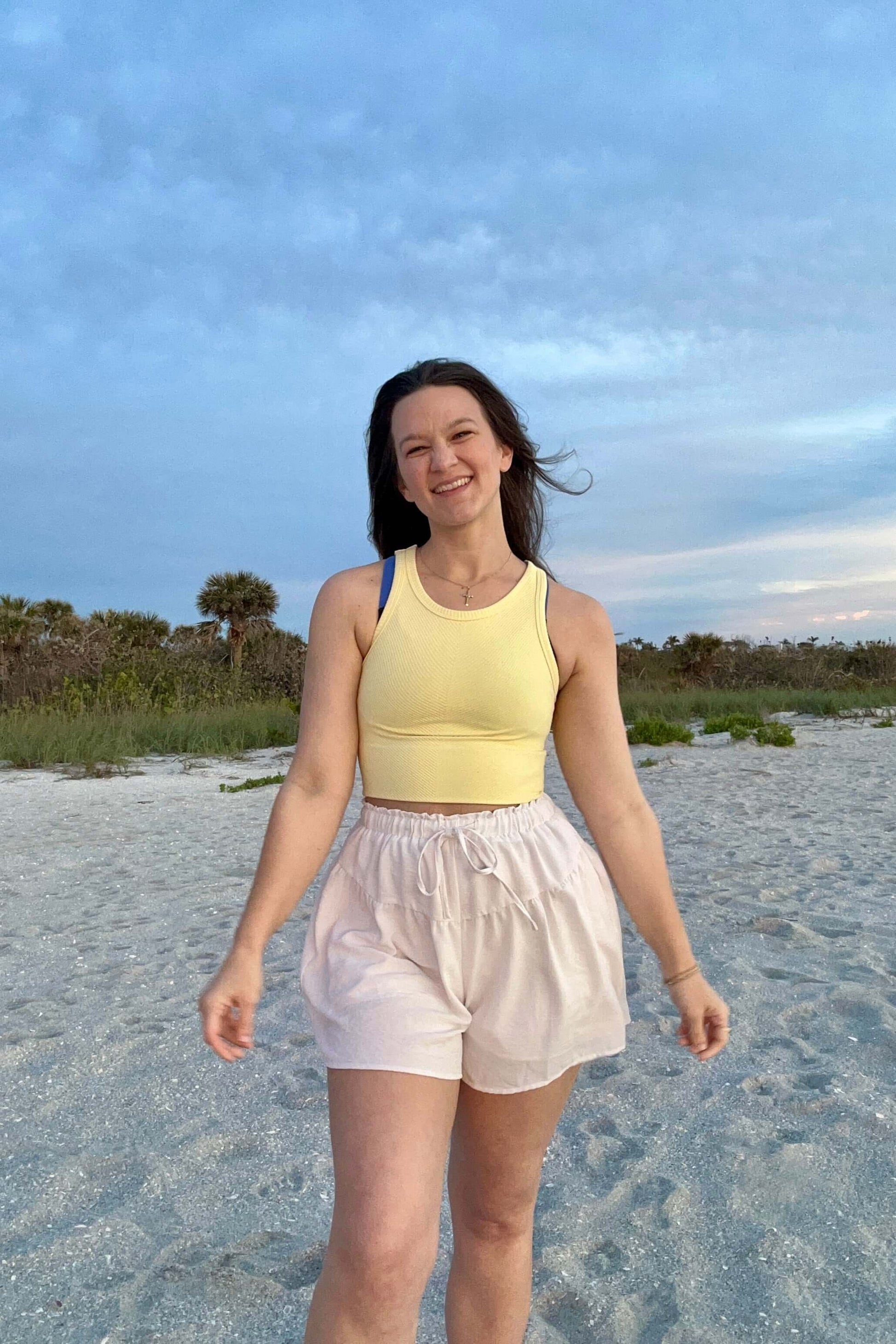 High Neck Crop Top Front - Pale Yellow
