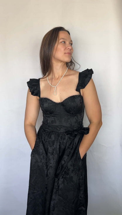 Jacquard midi dress in black 