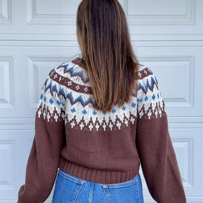 Nordic Print Cardigan Back