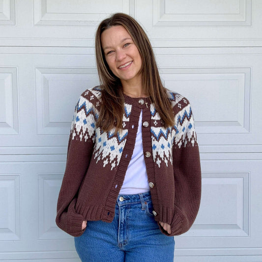 Nordic Print Cardigan Brown