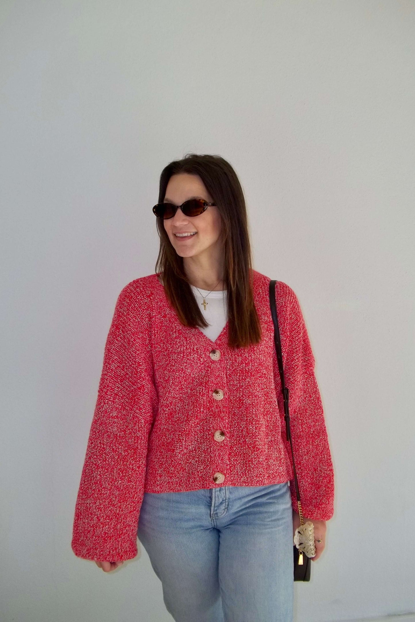 Oversized Cardigan - Cherry Red