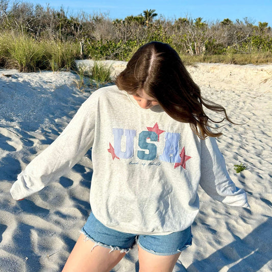 Patchwork USA Crewcneck Sweatshirt