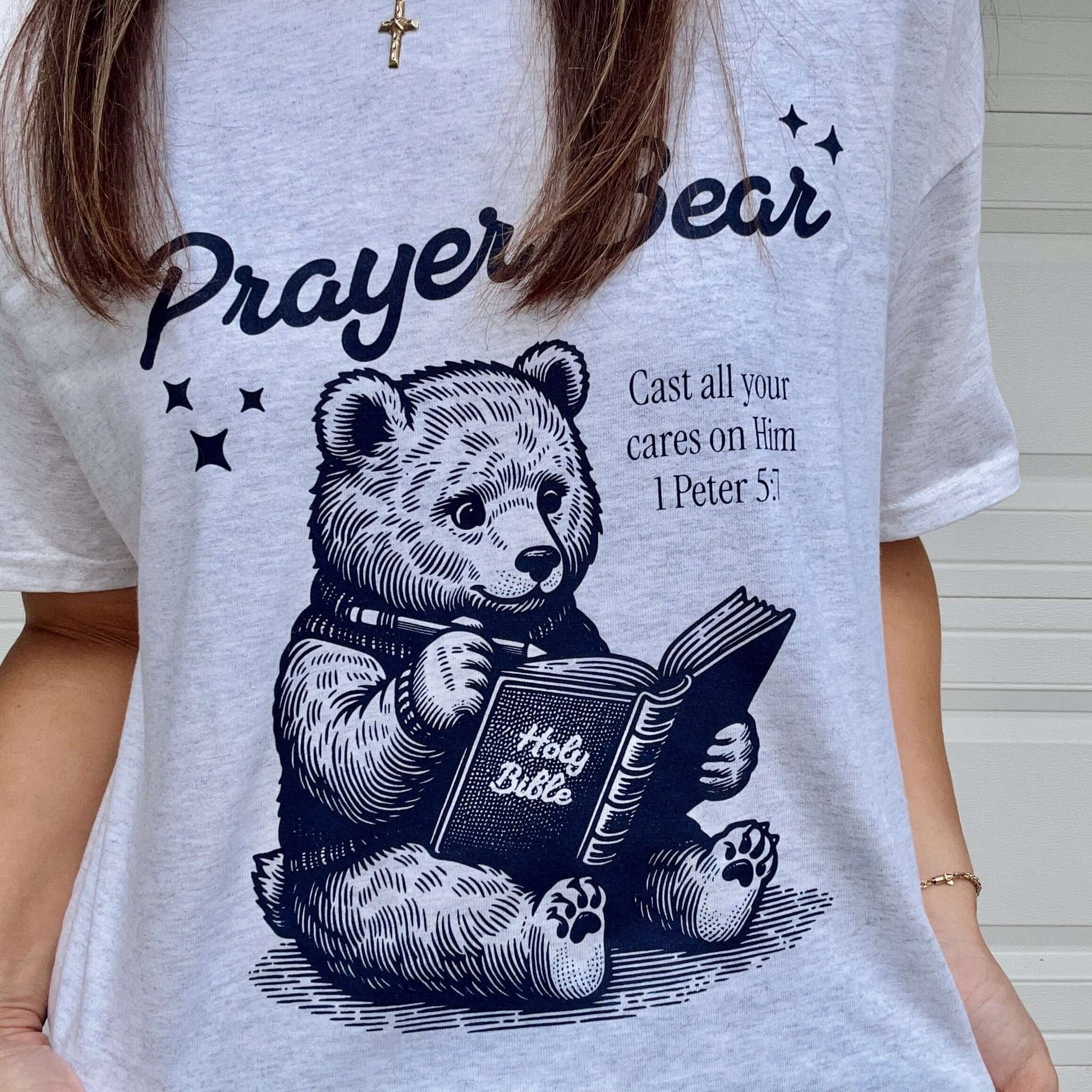 Prayer Bear Shirt Close Up
