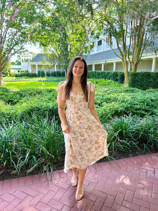Women's floral midi dress in blush