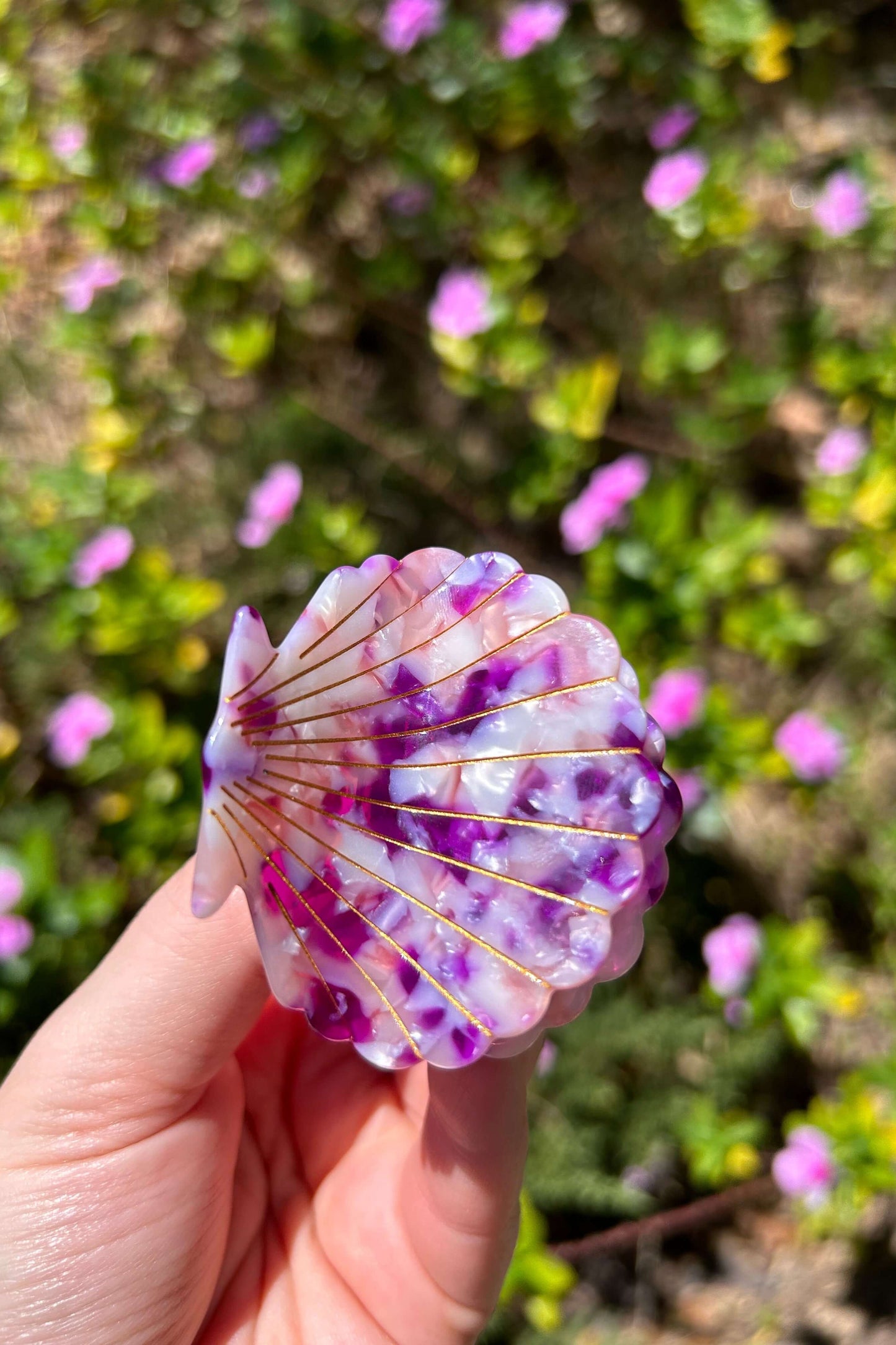 Seashell Claw Clip Purple Marbled