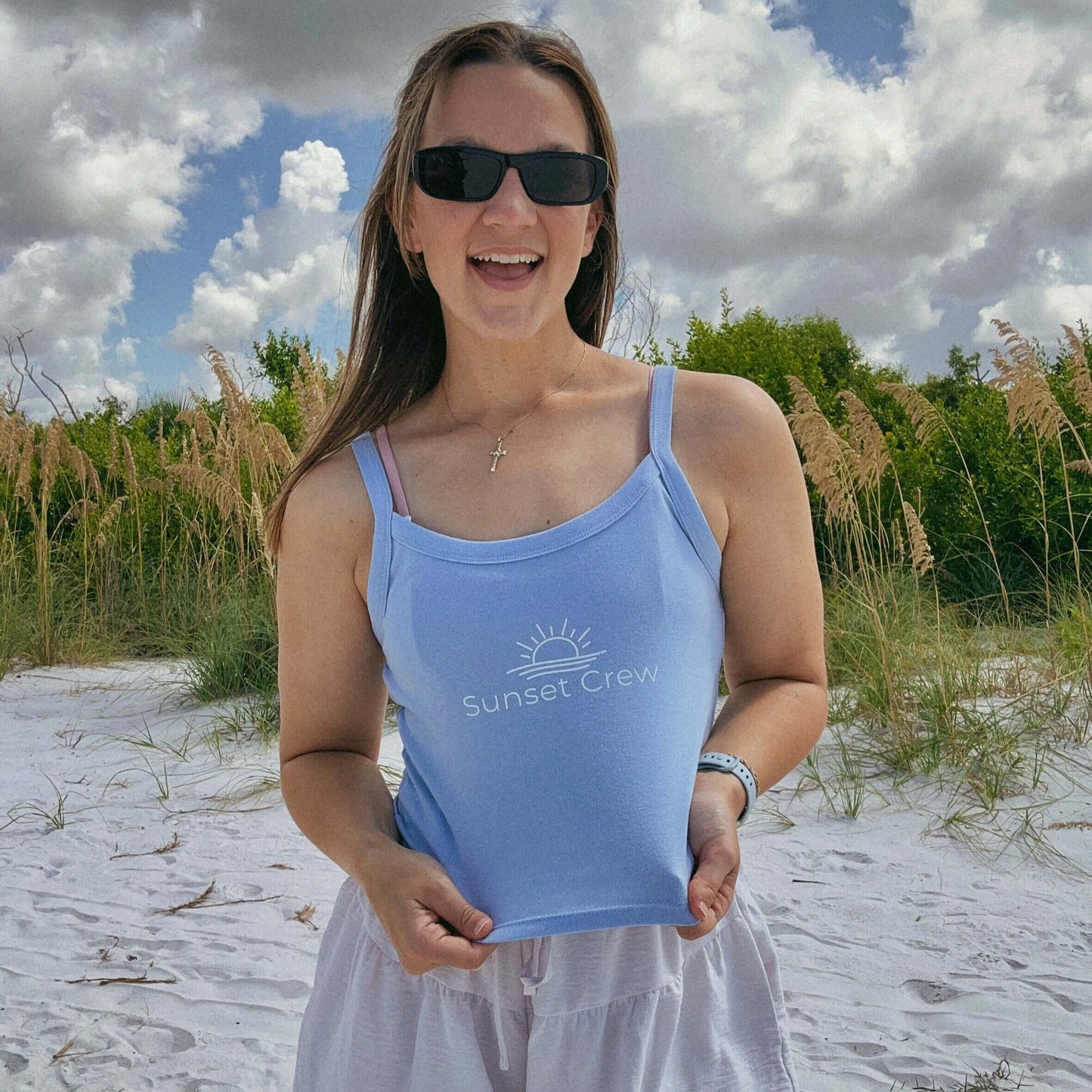 Sunset Crew Tank Top Blue