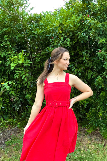 Women's Red Midi Dress 