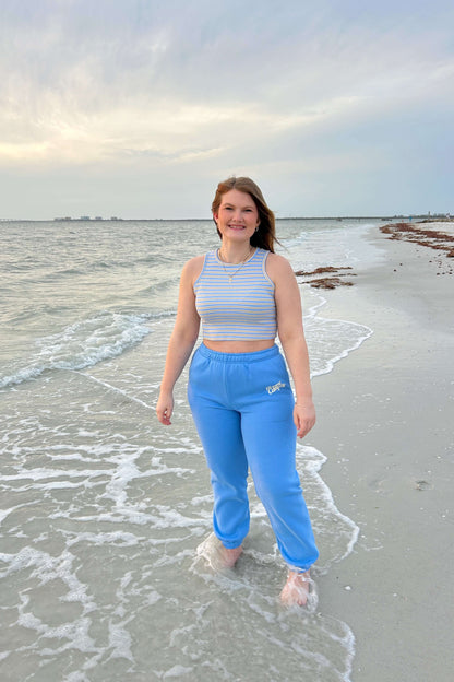 Women's luxury loungewear sweatpants in sky blue