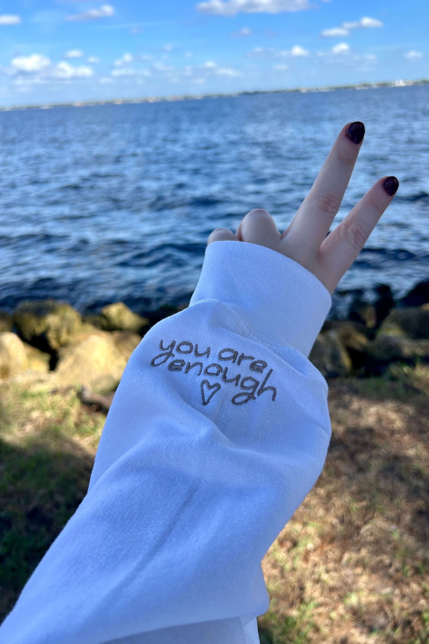 You are Enough Embroidered Lettering