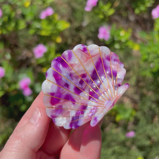 Seashell Claw Clip Purple Marbled Video